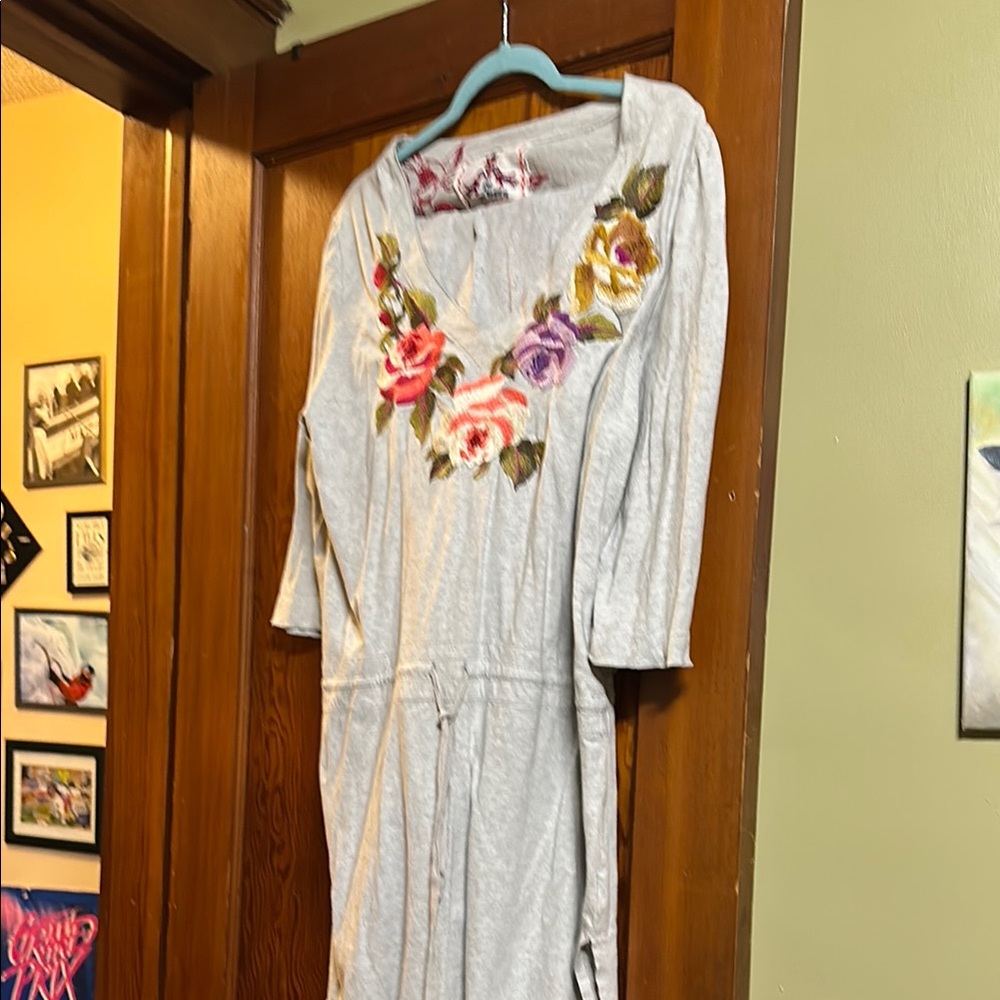 Johnny Was Gray Embellished Tunic Relaxed Fit with pants